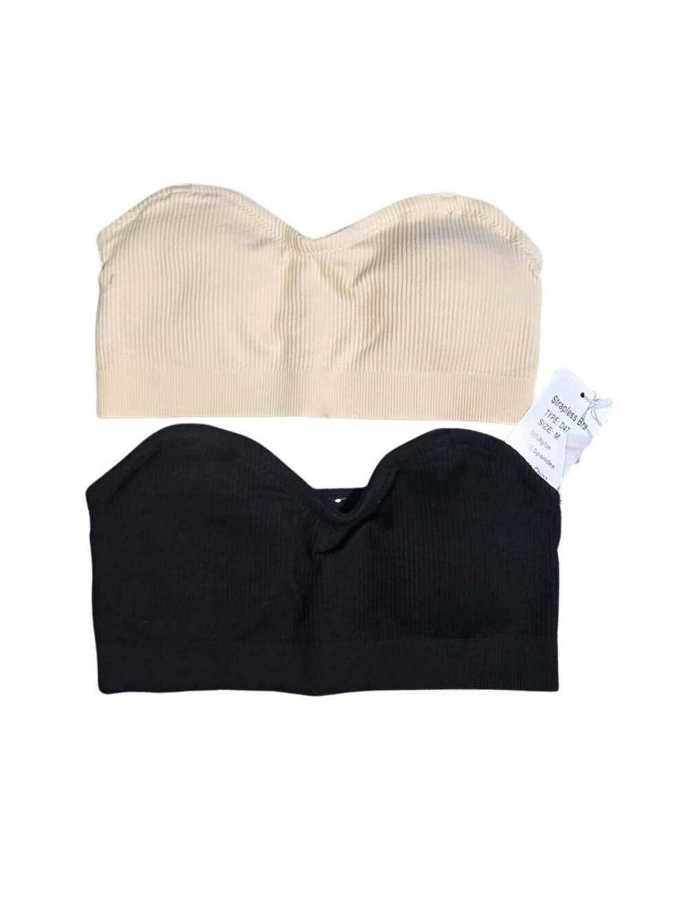 NWT | Ribbed Padded Strapless Bandeau Bra Set Removable Straps Medium